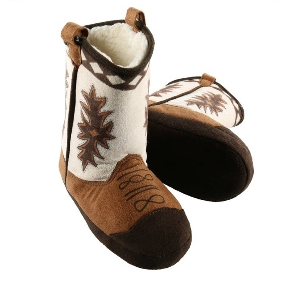 Bruine cowboylaars sloffen voor heren - Western sloffen - Cowboy pantoffels XL (42-44)