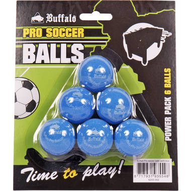 Buffalo pro tafelvoetbal balletjes set van 6 blauw