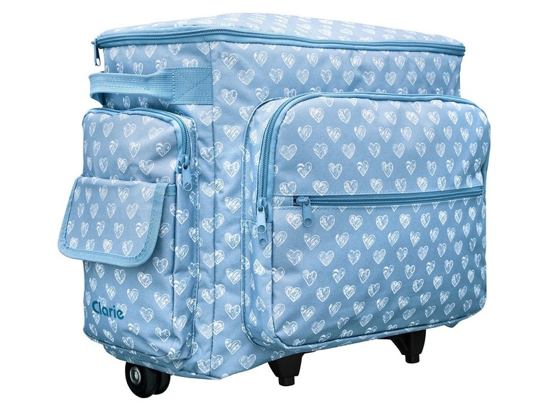 CLARIE Naaimachinetrolley Hartjes/blauw/wit