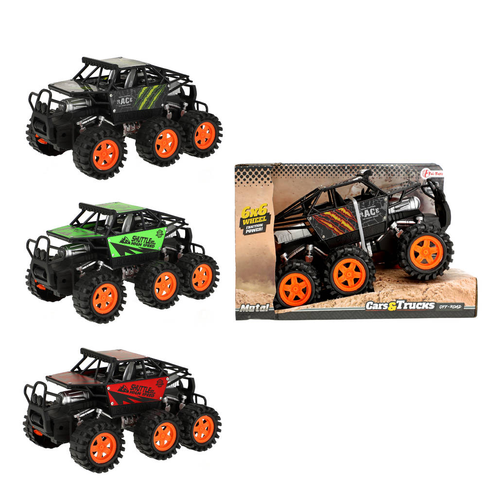 Cars & Trucks frictie monstertruck met 6 wielen