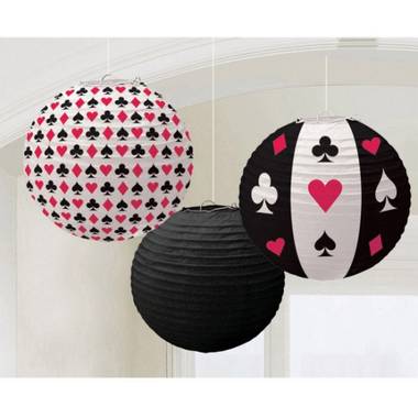 Casino decoratie lampionnen 3 stuks