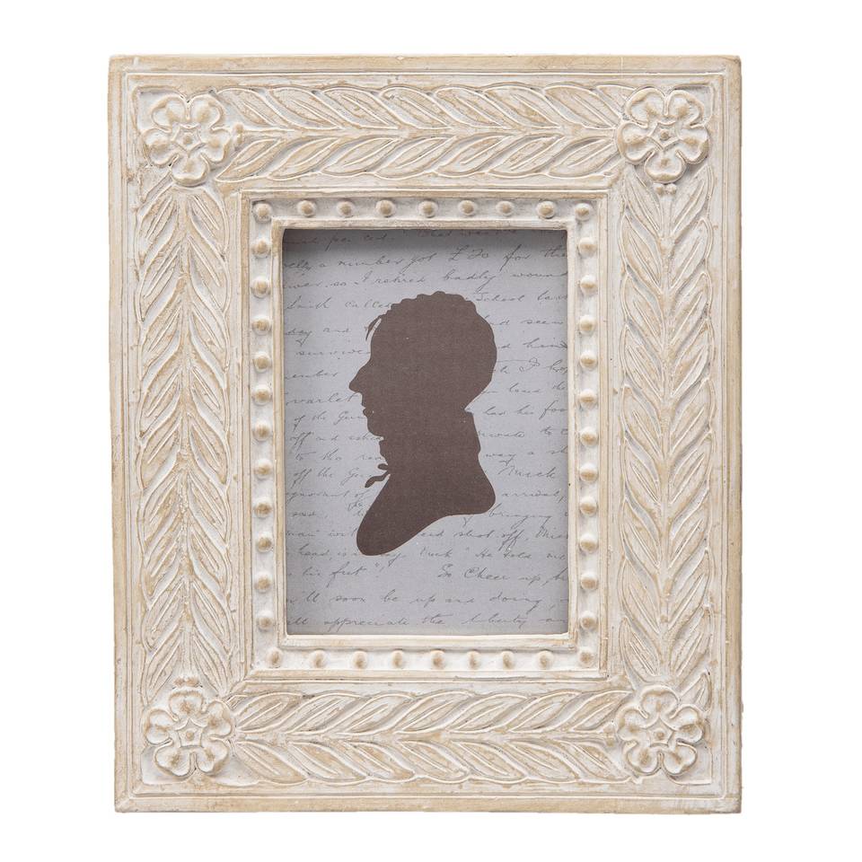 Clayre & eef fotolijst op doosje 12x15x5 cm / 6x8 cm - beige - kunststof