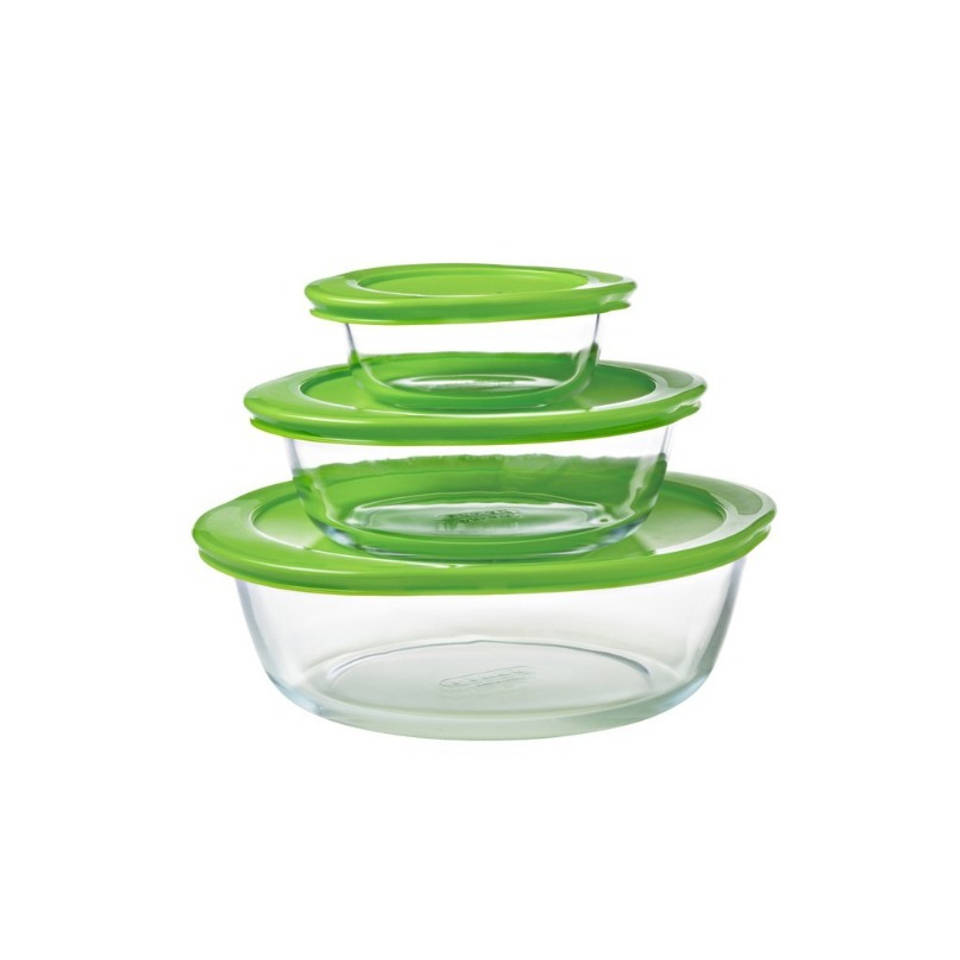 Cook & Store Ronde Ovenschaal Met Deksel - Set van 3 Stuks - Glas - Pyrex