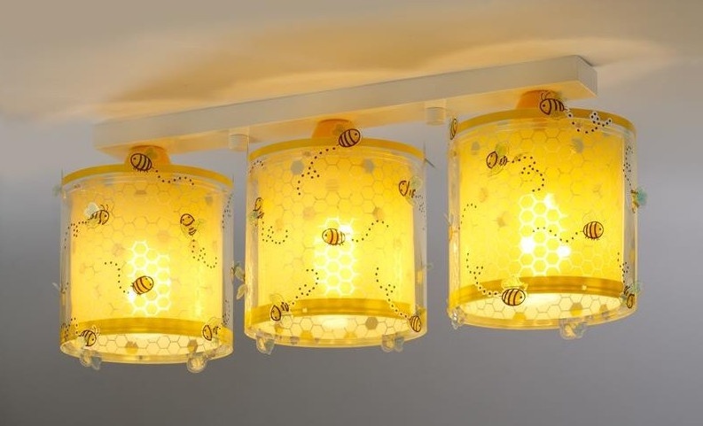 Dalber plafondlamp 3 lamps Bee Happy 51 cm geel