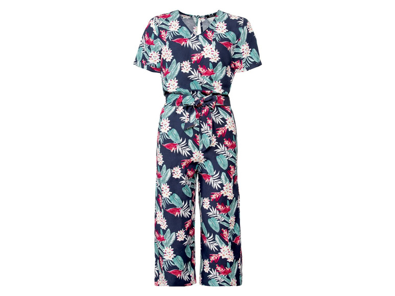 Dames-jumpsuit (36, All-over-print/donkerblauw)