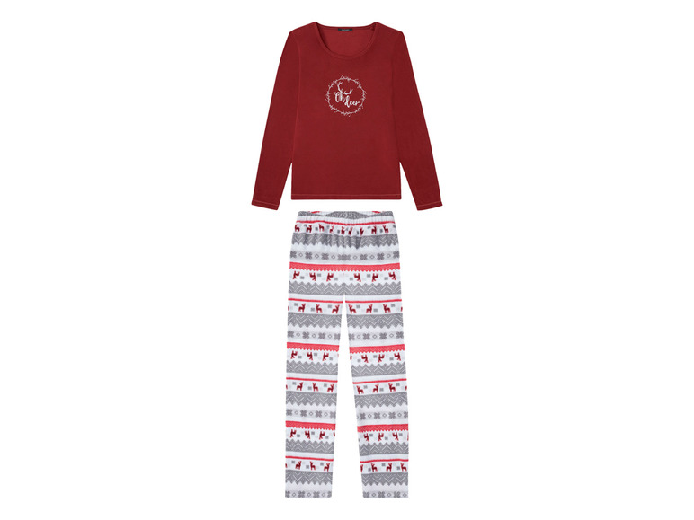 Dames pyjama (XS (32/34), Rood/wit)