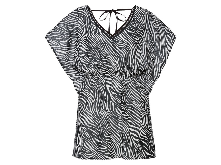 Dames strandtuniek (L (44/46), Zwart/wit/zebra)