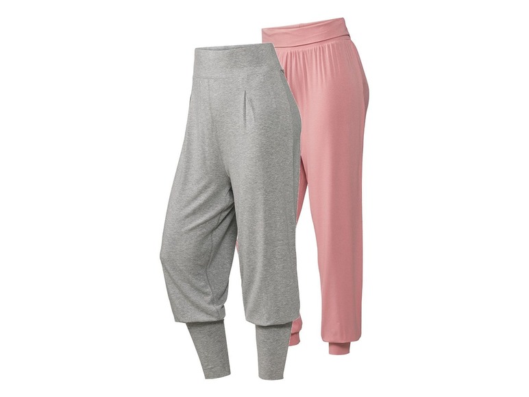 Dames yogabroek 2 stuks XS (32/34), Grijs/lichtroze