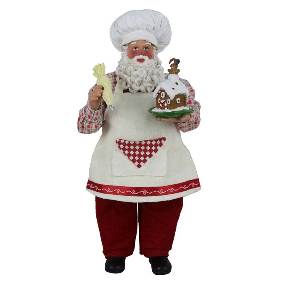 Decoratie Kerstman 13*10*28 Cm Meerkleurig Textiel Kerstman Clayre & Eef 64648