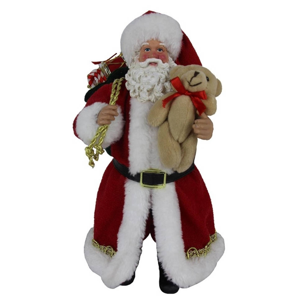 Decoratie Kerstman 14*14*28 Cm Meerkleurig Textiel Kerstman Clayre & Eef 64646