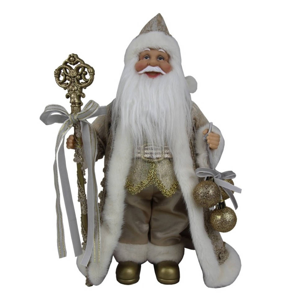 Decoratie Kerstman 15*11*30 Cm Goudkleurig Textiel Kerstman Clayre & Eef 64640