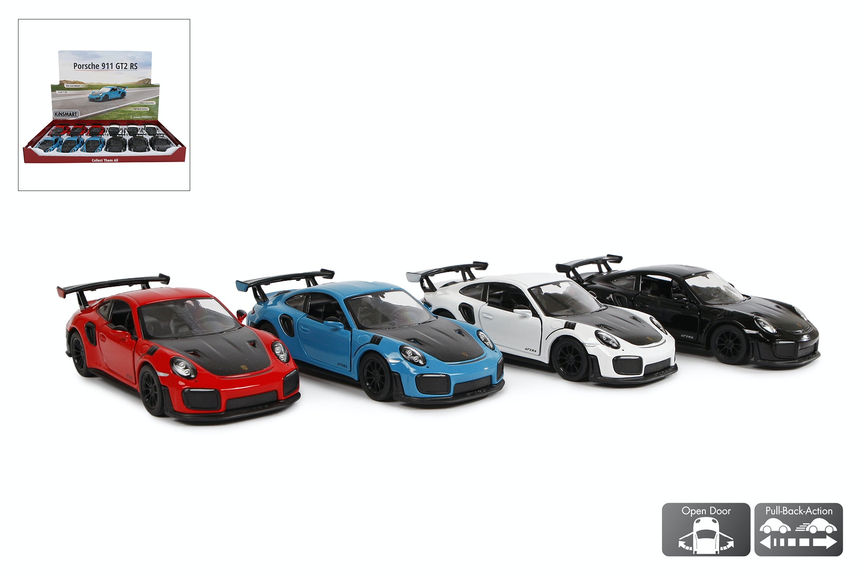 Die cast pull back Porsche 911 GT2 1.36 4 ass