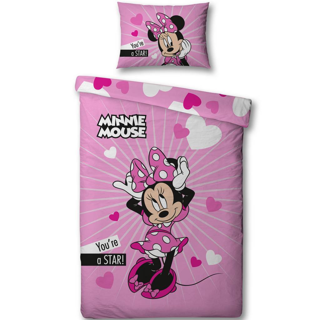 Disney Minnie Mouse Dekbedovertrek You're a Star Microfibre - 140x200cm - 63x63cm