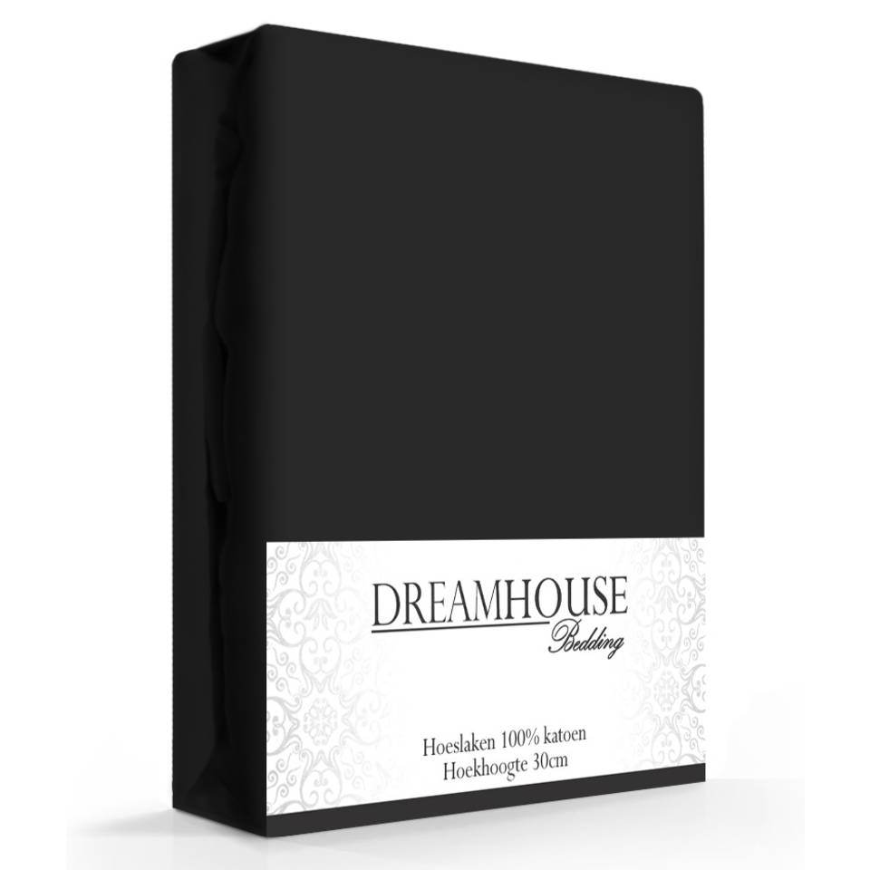 Dreamhouse Hoeslaken Katoen Zwart -90 x 220 cm