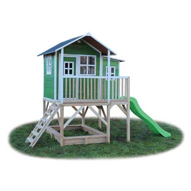 EXIT Loft 550 speelhuisje op poten met glijbaan - groen