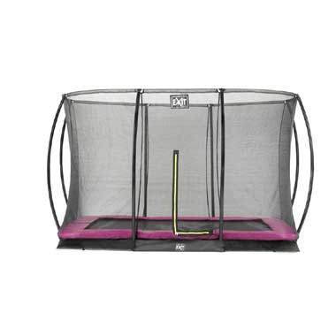 EXIT Silhouette verlaagde trampoline met veiligheidsnet rechthoekig - 214 x 305 cm - roze