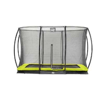 EXIT Silhouette verlaagde trampoline met veiligheidsnet rechthoekig - 244 x 366 cm - limegroen