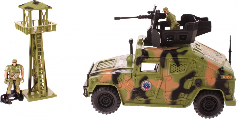 Eddy Toys speelset Military Series tankauto en wachttoren 27 cm groen