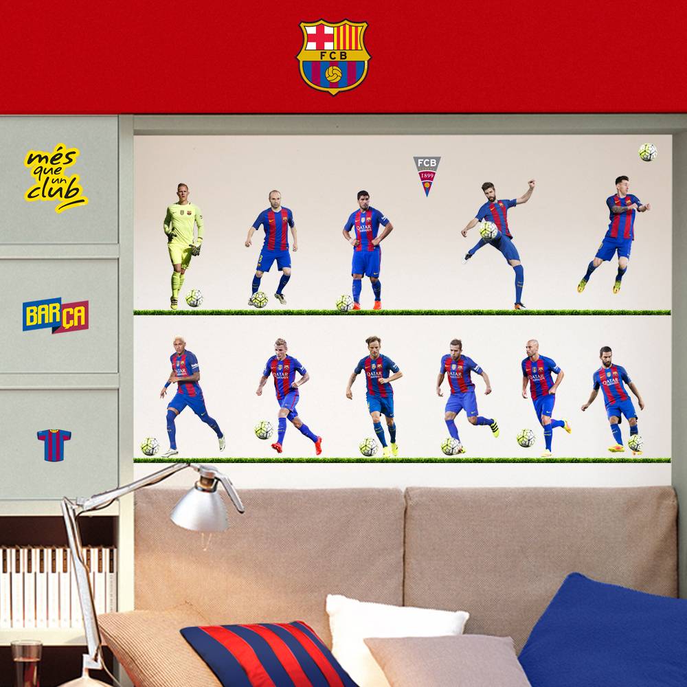 FC Barcelona Muursticker 11 spelers 60x70cm