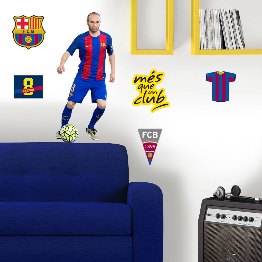 FC Barcelona Muursticker Iniesta 70x50cm