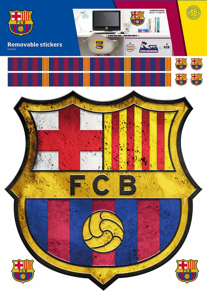 FC Barcelona Muursticker Logo 2 sheets A3 - 22 stickers