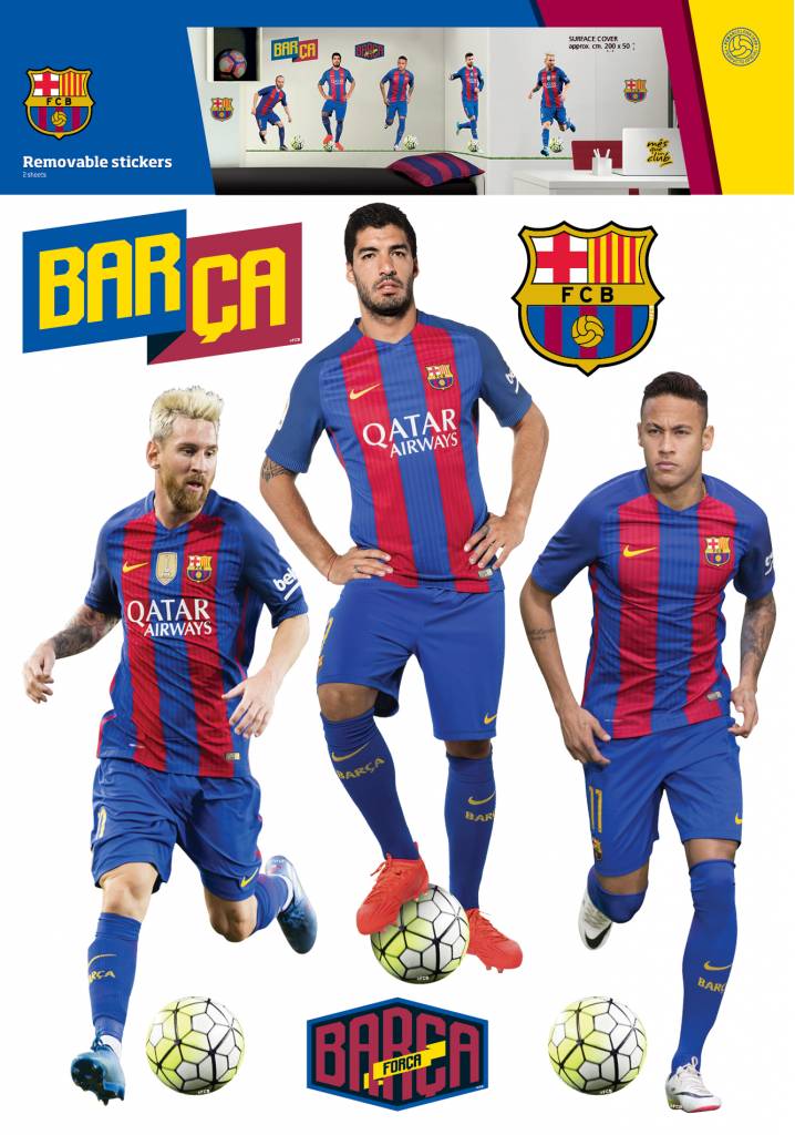 FC Barcelona Muursticker Top spelers 200x50cm