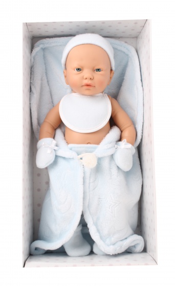 Falca babypop met kinderdeken 40 cm blauw