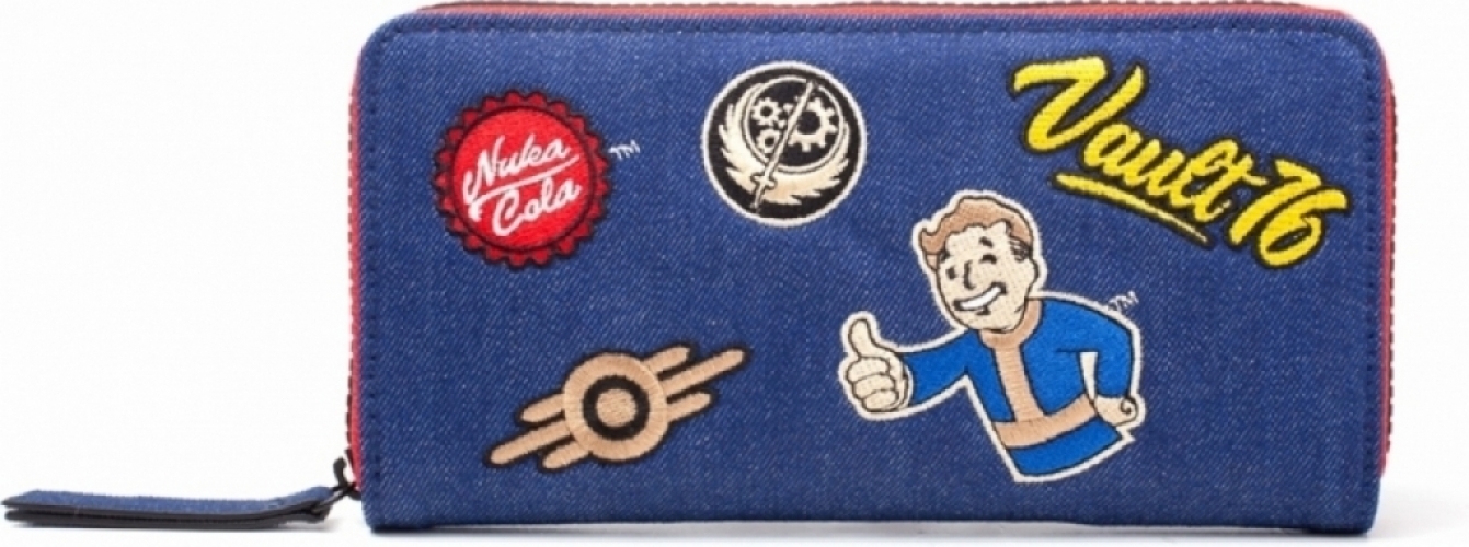 Fallout - Vault 76 Denim Zip Around Wallet With Patches