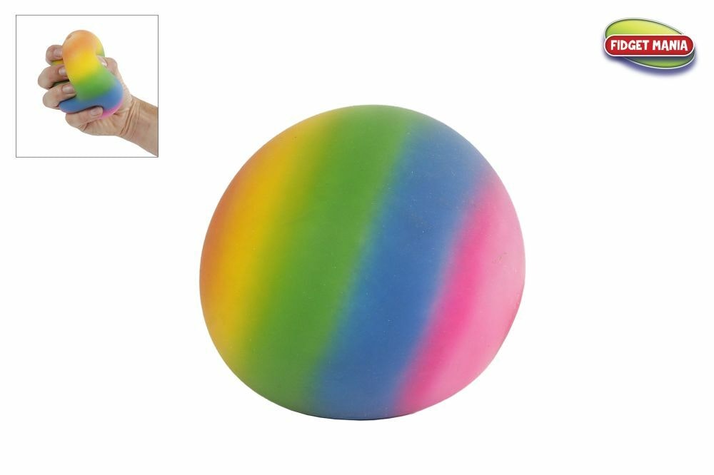 Fidget rainbow squeeze bal 9cm 2ass