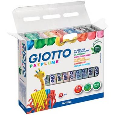 Giotto Patplume boetseerpasta, doos met 12 pakken van 350 g in geassorteerde kleuren