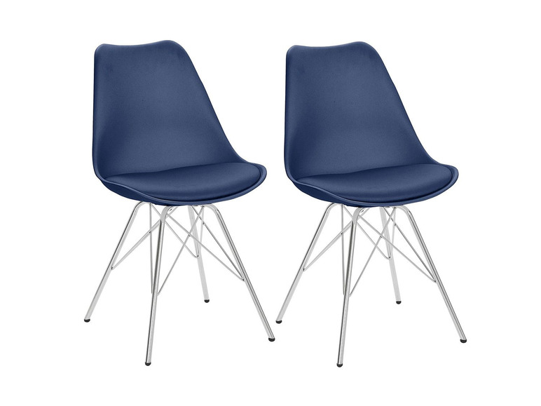 HOMEXPERT Set van 2 stoelen (Donkerblauw/chroom)