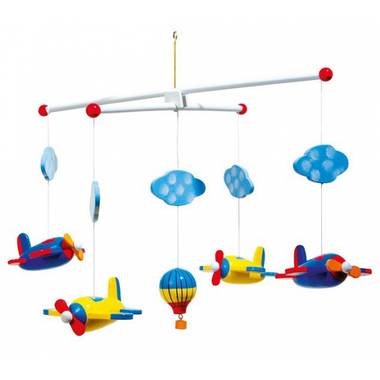 Hangdecoratie mobiel met vliegtuigen 44 cm