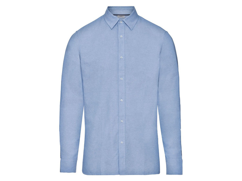 Heren vrijetijdsshirt lange mouw (L (41/42), Blauw)