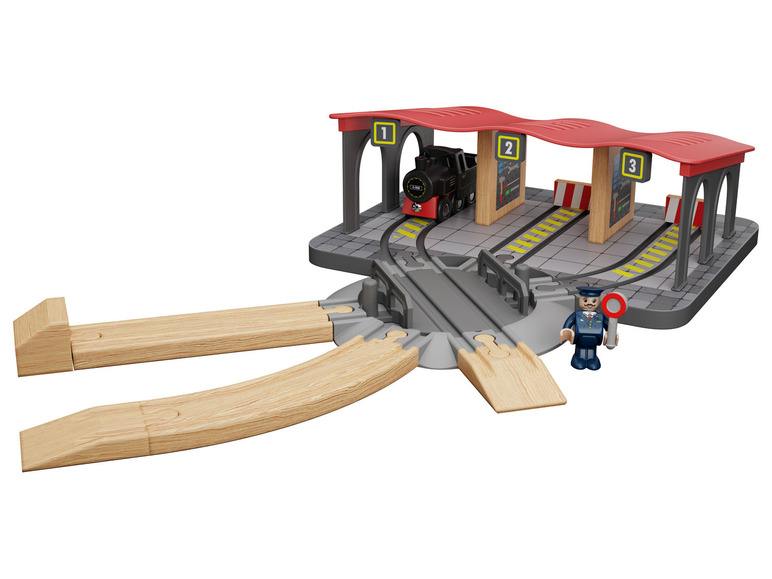 Houten rails uitbreidingsset (Locomotiefloodsset)