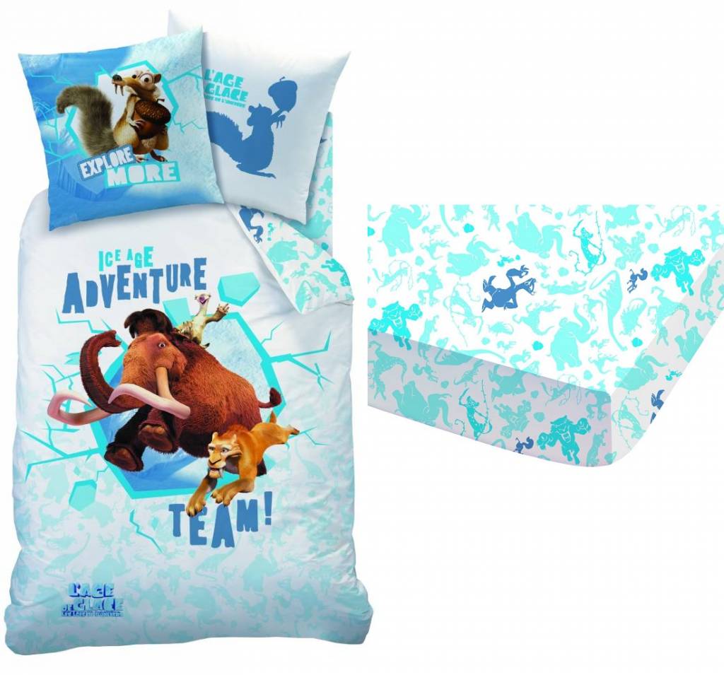 Ice Age Set dekbed + hoeslaken Ice 140x200 + 63x63cm 100% katoen