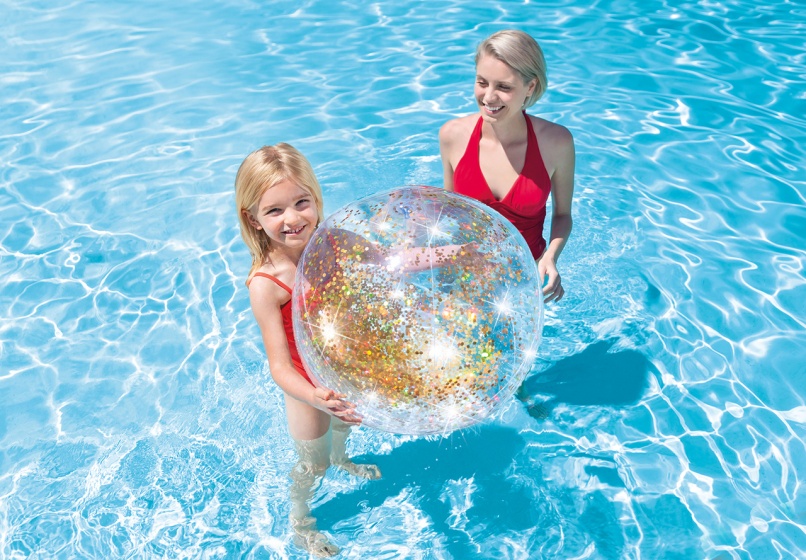 Intex strandbal Glitter 71 cm transparant goud