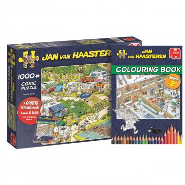 Jan van Haasteren Camping Chaos + gratis kleurboek - 1000 stukjes