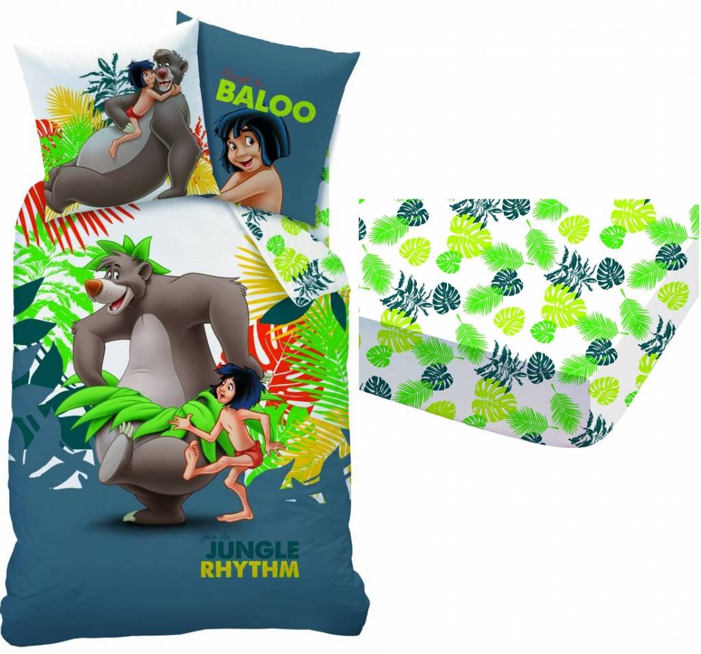 Jungle Book Set dekbed + hoeslaken Jungle Rythm 140x200 + 63x63cm 100% katoen