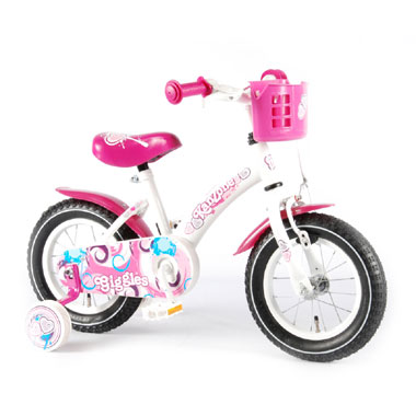 Kanzone Giggles fiets - 12 inch - wit/roze