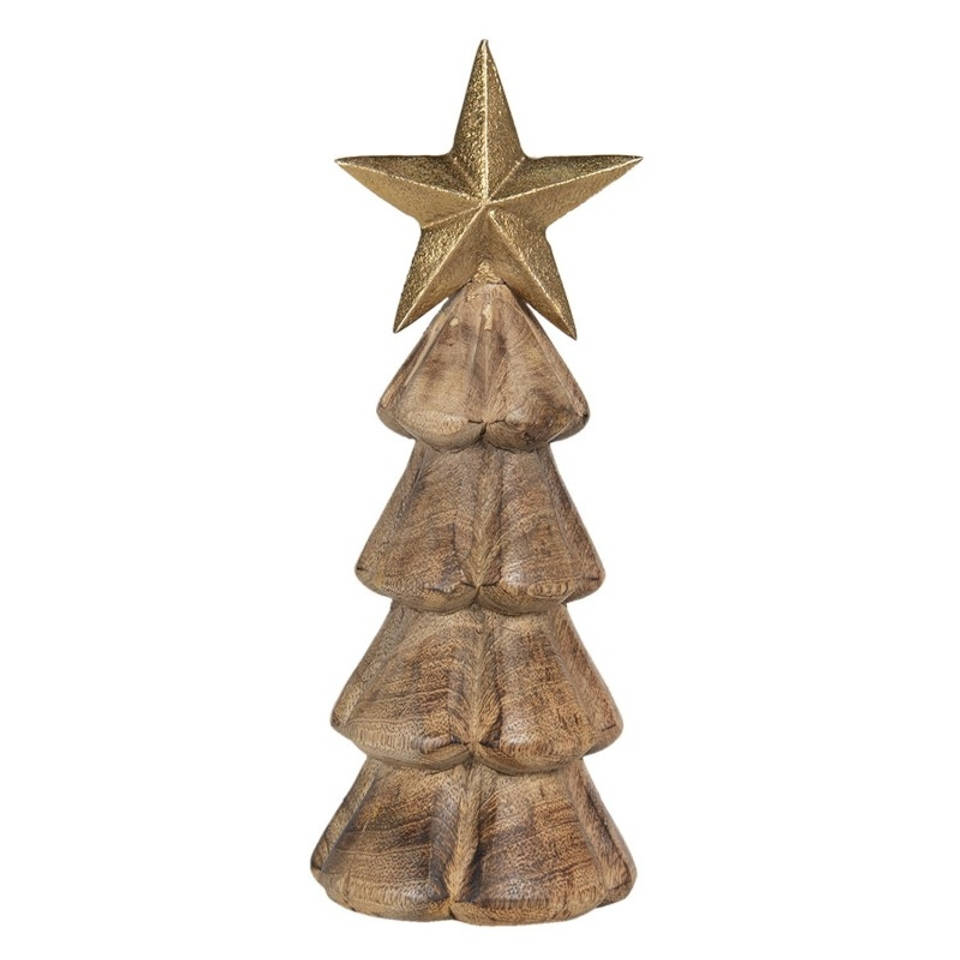 Kerstboom 10*10*28 Cm Bruin Hout Kerstboom Clayre & Eef 6h1852