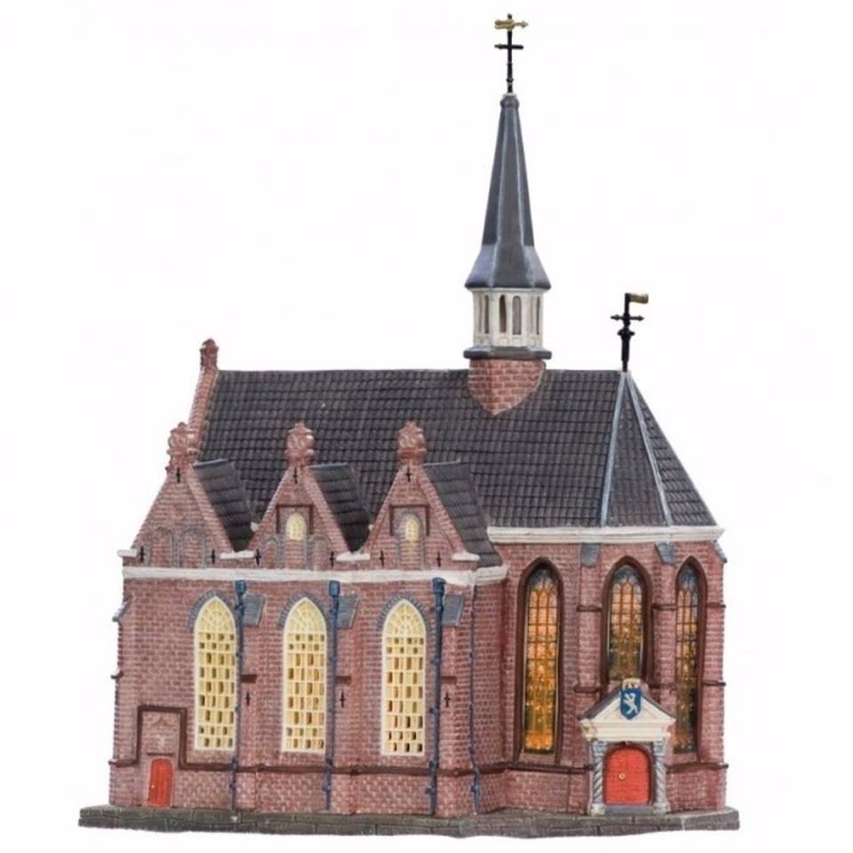 Kerstdorp Leeuwarden Jacobijnerkerk - met LED - 25,9 x 17,7 x 30,9 cm - kerstdorp huisje