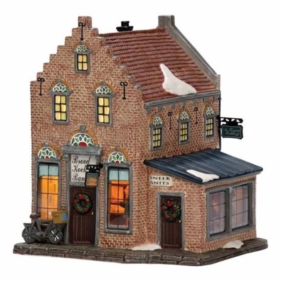 Kerstdorp Sneek bakkerij de Haan - met LED - 16,7 x 17,6 x 18,9 cm - kerstdorp huisje