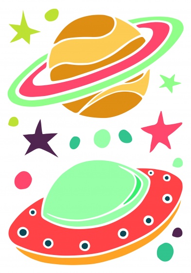 Kids Decor muurstickers Ufo 35 delig