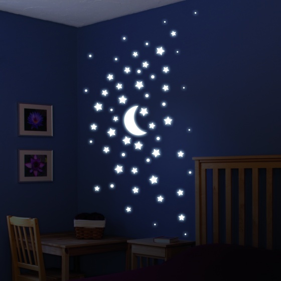 Kids Decor muurstickers glow in the dark 31 x 31 cm