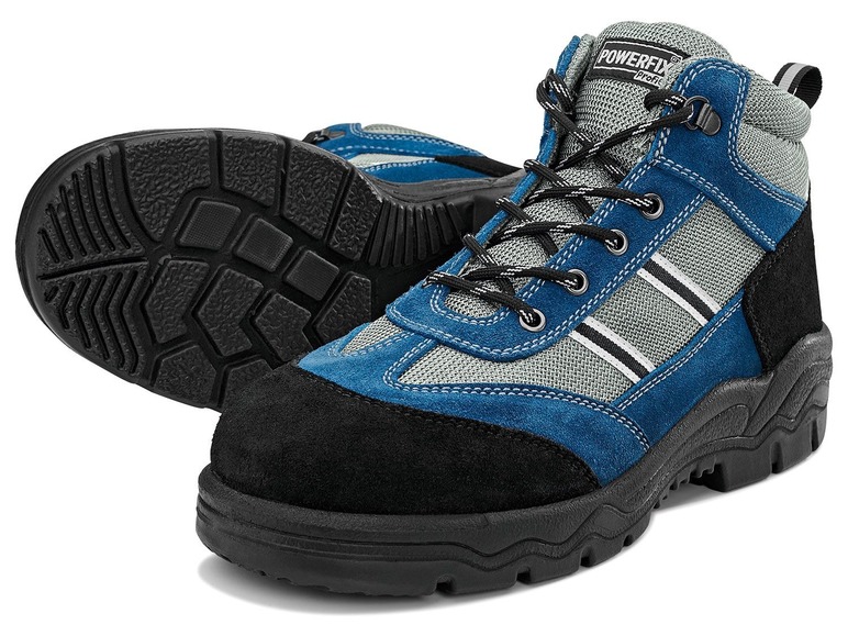 Leren heren veiligheidsschoenen 43, Blauw/grijs