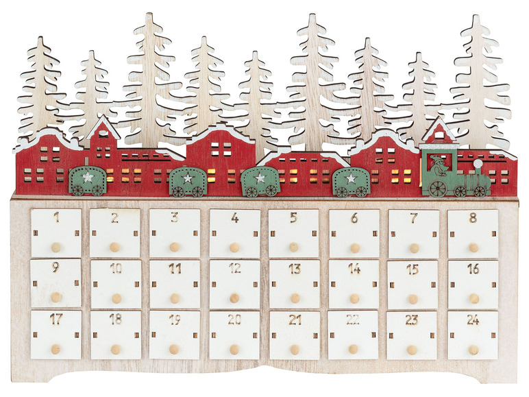 Livarno Home Houten LED-adventskalender (Bos/trein/dorp)