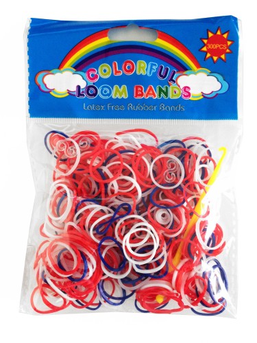 Loom bandjes rood wit blauw 300 stuks