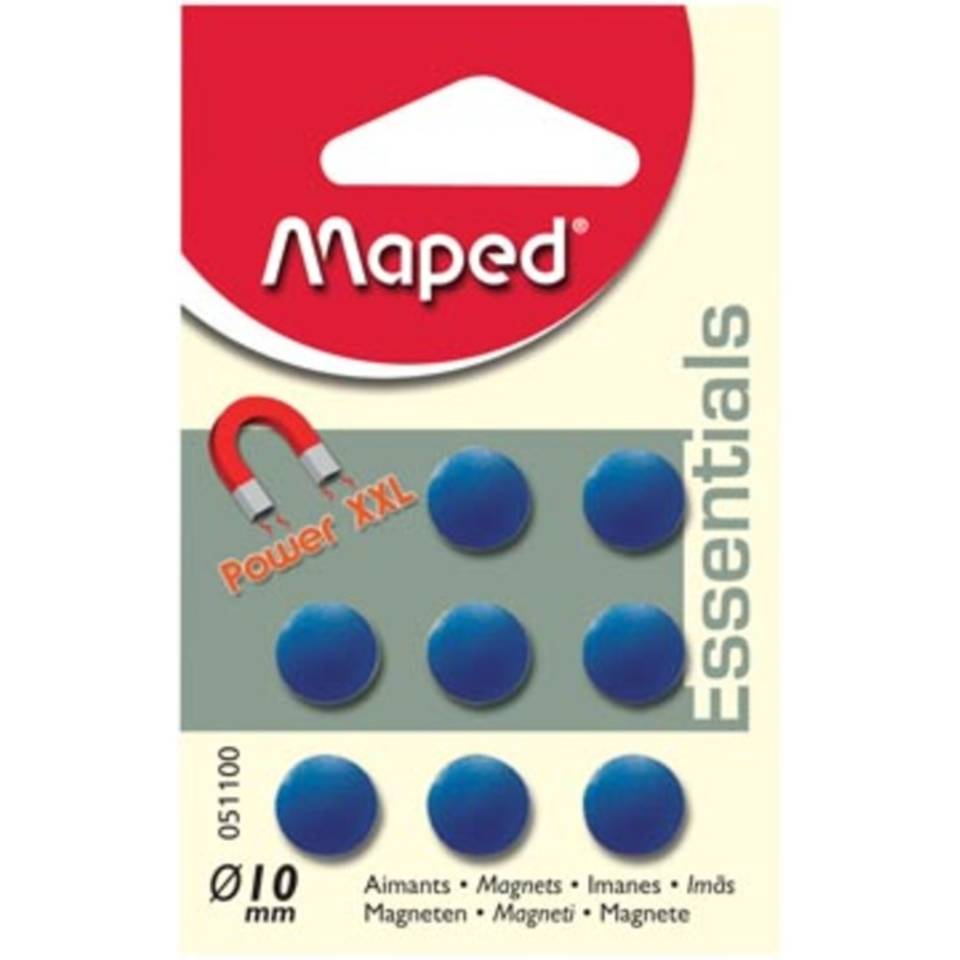 Maped magneten op blister diameter 10 mm, 8 stuks, 1 kleur per blister (groen, blauw of fuchsia)