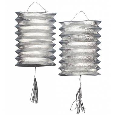 Metallic zilveren lampion 2 stuks