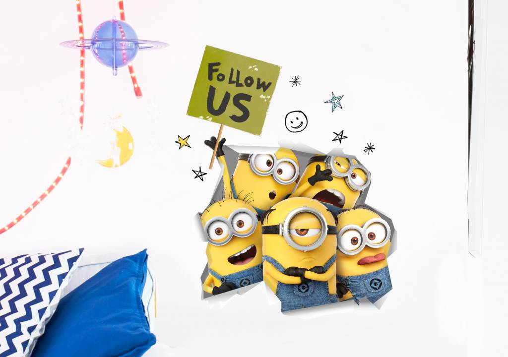 Minions Muursticker Despicable 3 3D Hole